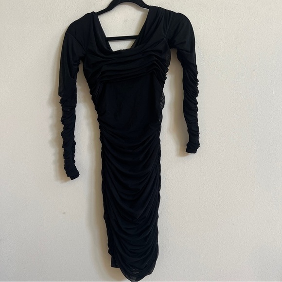 House of CB Anais Black Ruched Midi Dress Size XS - Picture 2 of 3